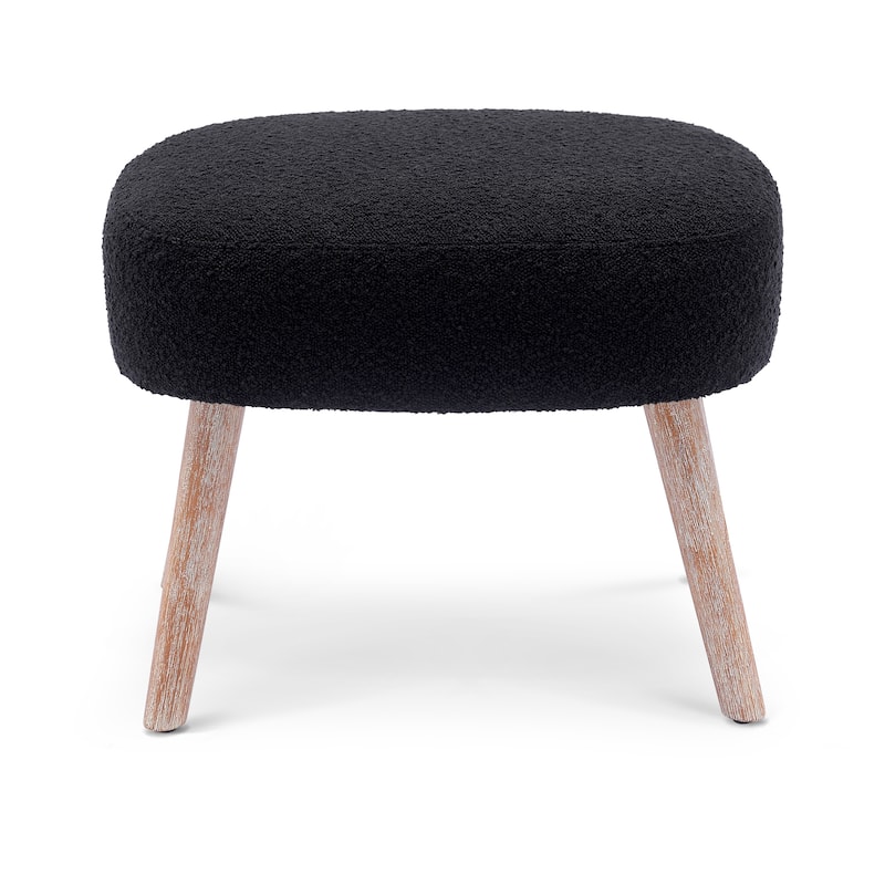Boucle Polyester Upholstered Ottoman - Stain Resistant