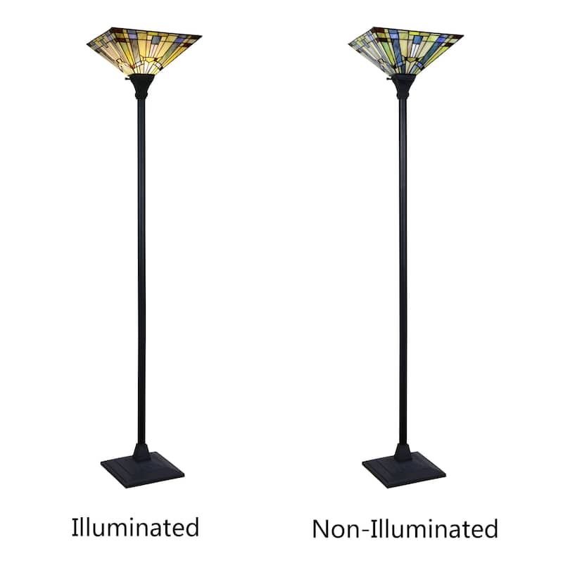 Tiffany-Style Mission Design Blackish Bronze Floor Lamp
