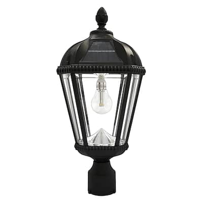 Gama Sonic Royal Bulb 1-Light Black Solar Post Light with 3" Fitter