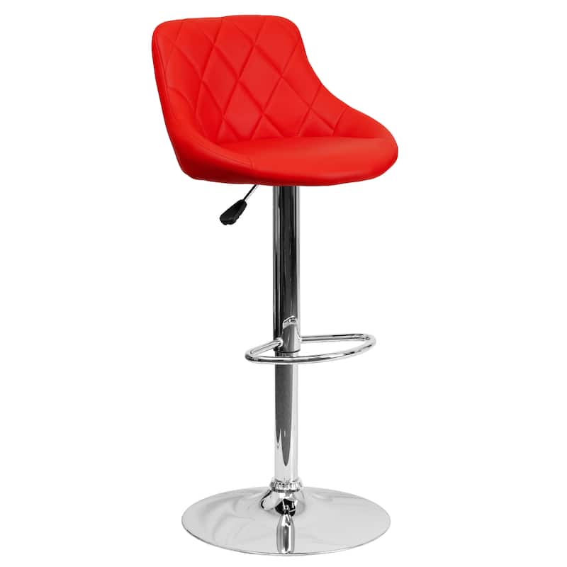 Vinyl Bucket Seat Adjustable Diamond Back Barstool (Set of 2) - 18.50"W x 19"D x 33.25" - 41.75"H