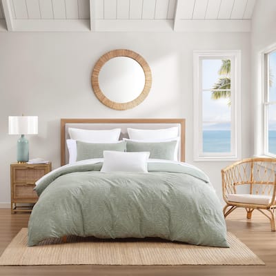 Tommy Bahama Harbor Palm Cotton Green Duvet Cover Set