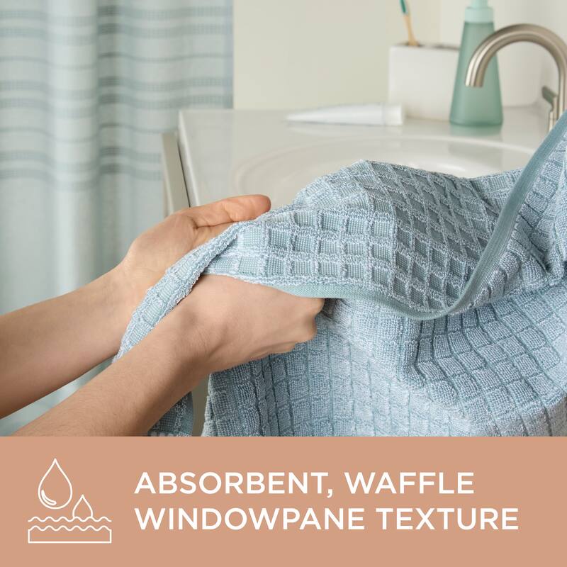 TOWN & COUNTRY EVERYDAY 6-Piece Textured Windowpane Set, 2 Bath, 2 Hand, 2 Wash, 100% Cotton