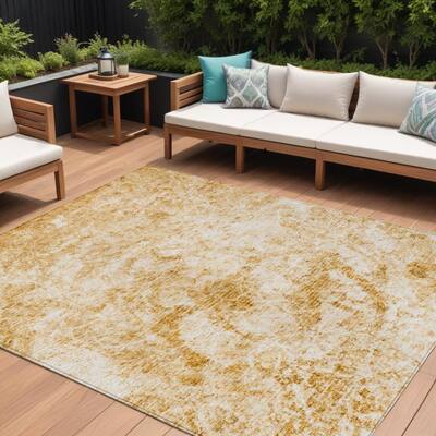 Alva Artistic Abstract Weather Resistant Classic Meets Modern Outdoor Rug