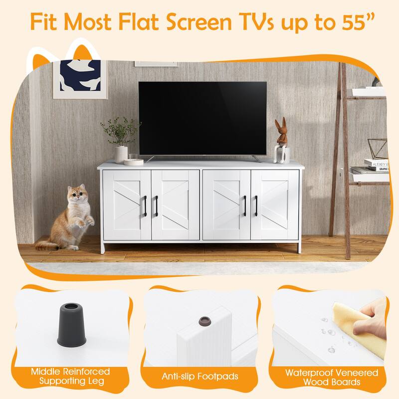 Modern Cat Litter Box Enclosure for 2 Cats, Hidden Kitty Furniture - 48" x 20" x 20"