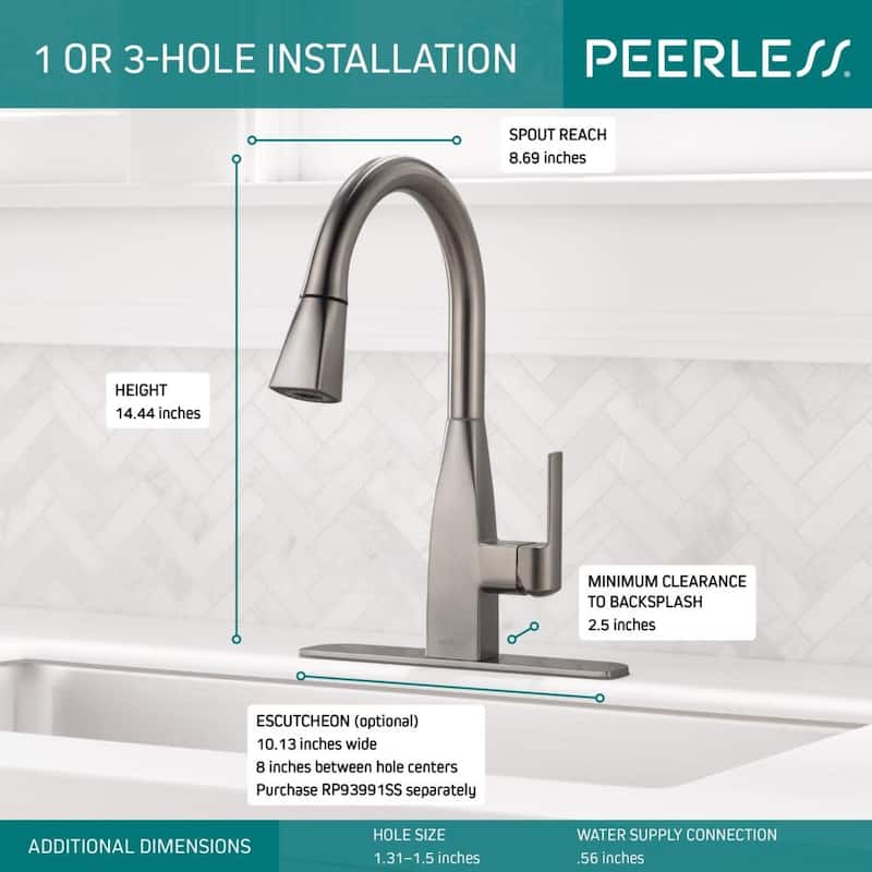 Peerless Xander 1 GPM Single Hole Pull Down Kitchen Faucet