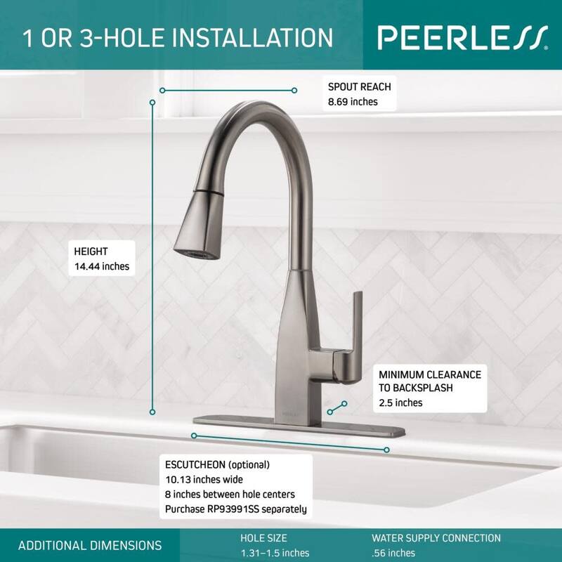 Peerless Xander 1.5 GPM Single Hole Pull Down Kitchen Faucet -