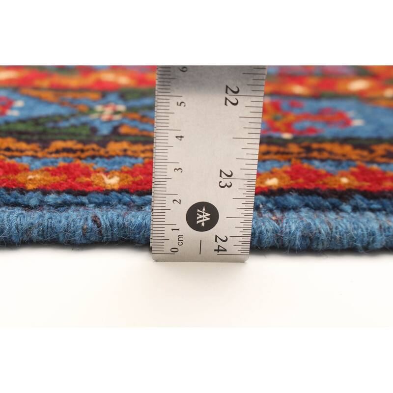 ECARPETGALLERY Hand-knotted Uzbek Kargahi Blue Wool Rug - 4'0 x 6'2