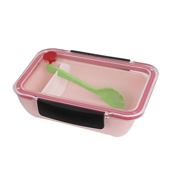 Unique Bargains Picnic Plastic Rectangle Lunch Box Food Storage Container Watermelon Red Pink