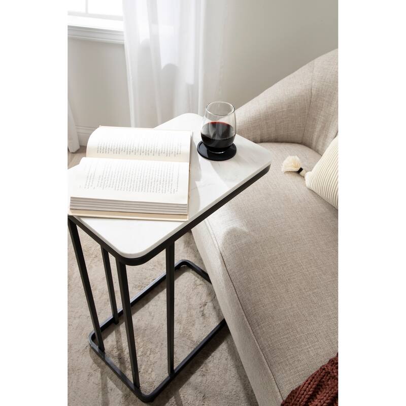 Kate and Laurel Credele Cultured Marble and Metal Accent C-Table