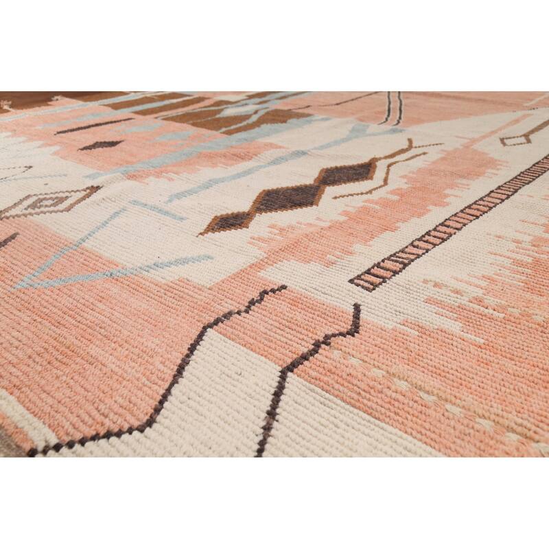 All-Over Moroccan Abstract Area Rug Hand-Knotted Wool Carpet - 8'11"x 12'8"