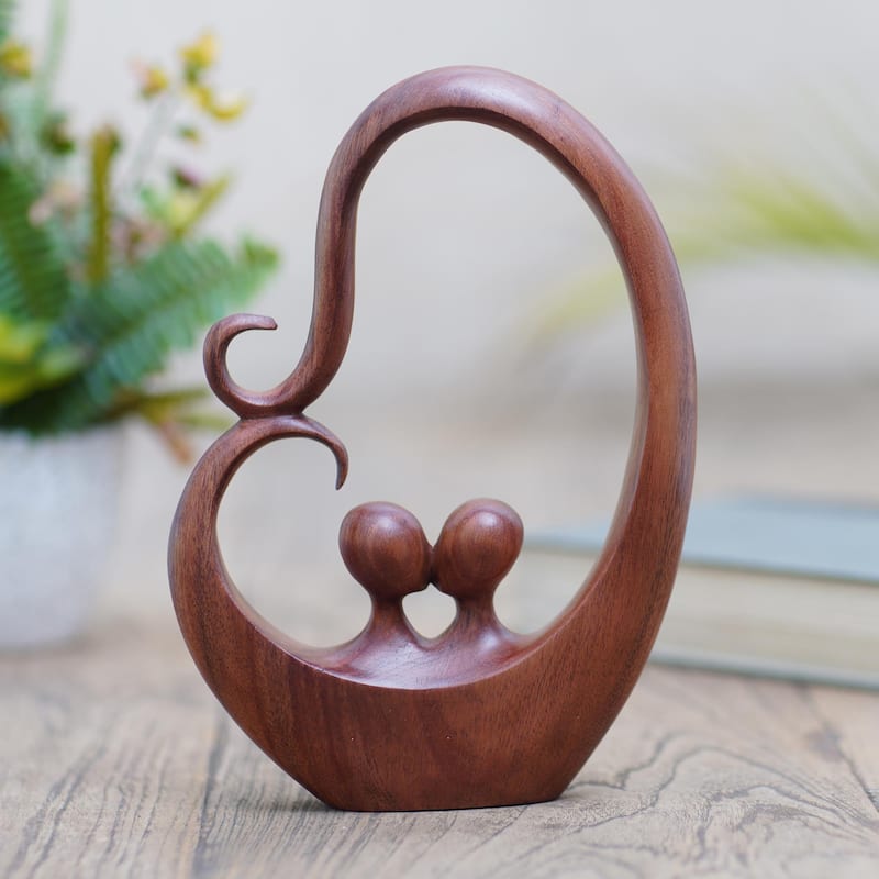 Novica Handmade Honeymoon Story Wood Statuette