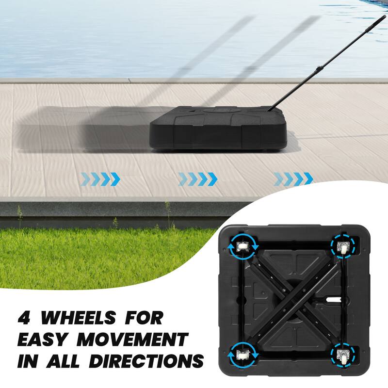 11 FT Outdoor Solar-Powered LED Light Aluminum Patio Cantilever Umbrella with Base