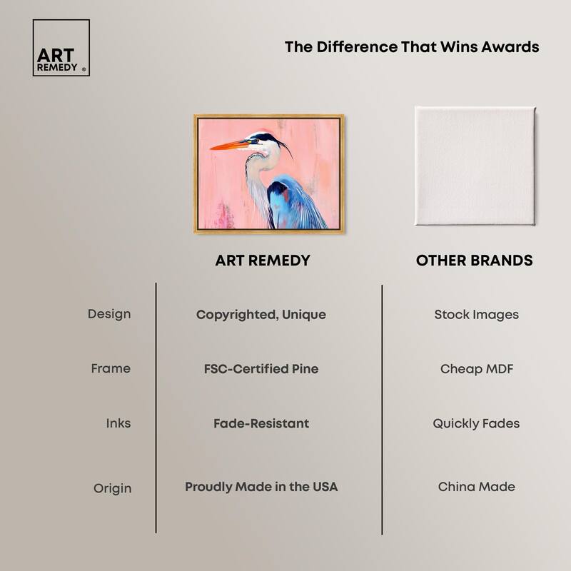 Rosy Dawn Heron Canvas by Art Remedy