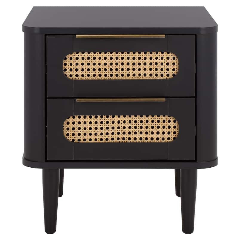 SAFAVIEH Home Brey 2-Drawer Nightstand - Black/Brass