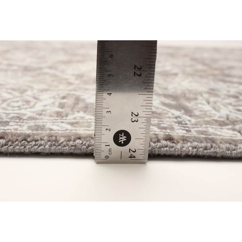 ECARPETGALLERY Hand-knotted Heritage Dark Grey Silk, Wool Rug - 2' 8" x 10'