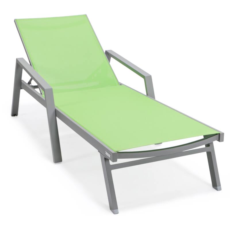 Marlin Aluminum Outdoor Chaise Lounge with Rust-Resistant, 4-Position Adjustable Recliner and Breathable Mesh Sling - Green