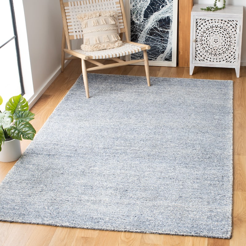 SAFAVIEH Handmade Himalaya Color Frame Wool/ Viscose Rug - 6' Square - Blue