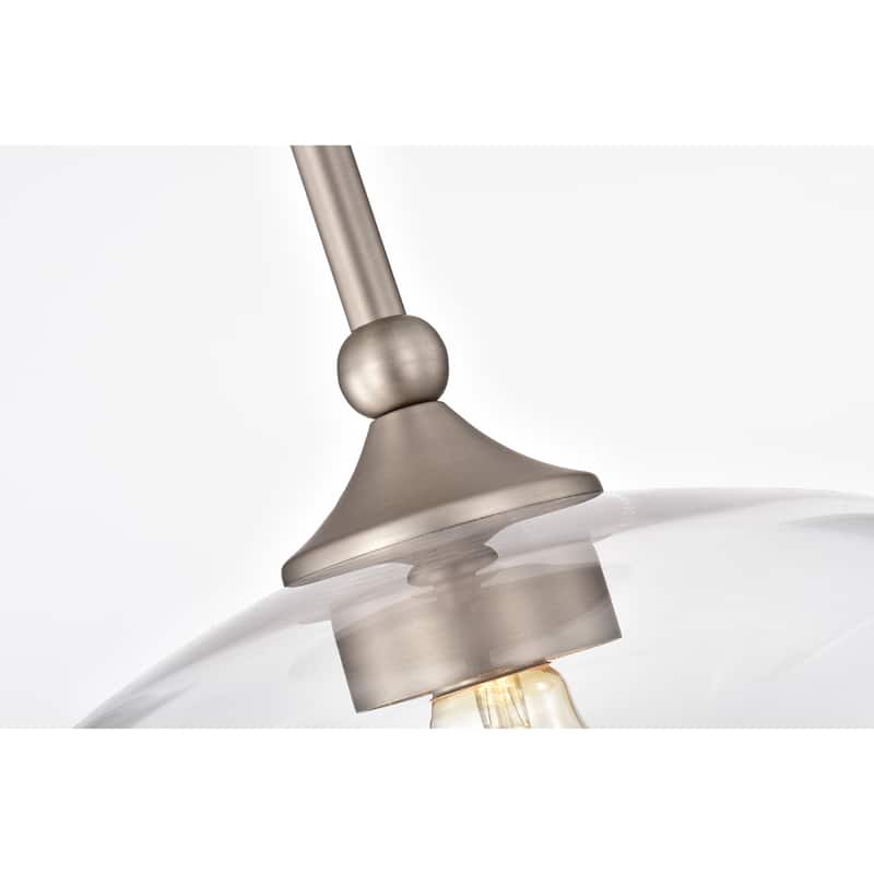 Amin Matte Satin Nickel 1-Light Metal & Glass Bowl Shade Semi-Flush Mount