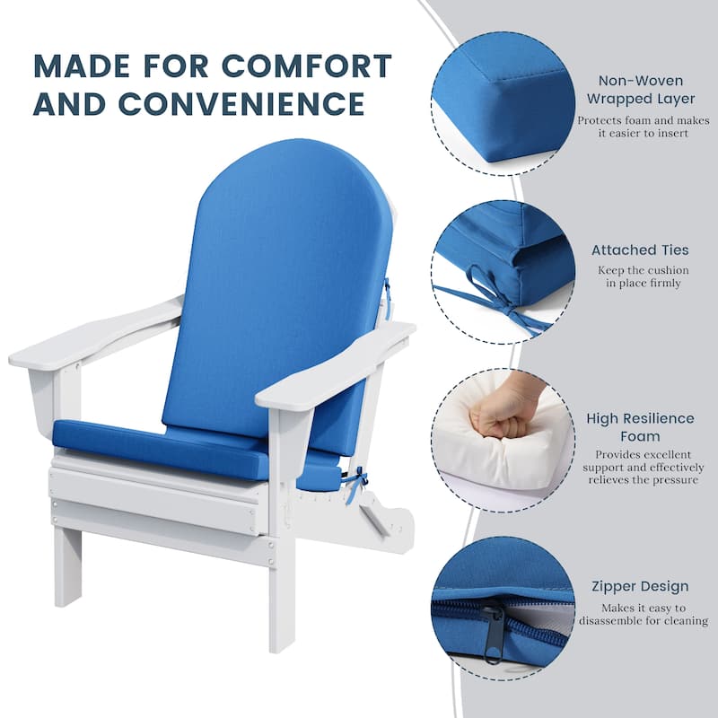 Laguna All Weather Poly Outdoor Adirondack Chair Seat And Back Cushion (Cushions Only)