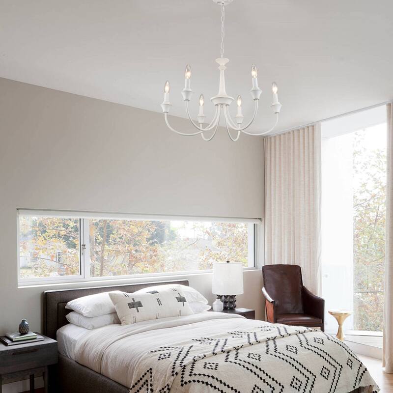 6-Light Modern Chandelier , Farmhouse Candle Chandelier for Dining Room Living Room Bedroom Kitchen - W24.4"x H15.55"