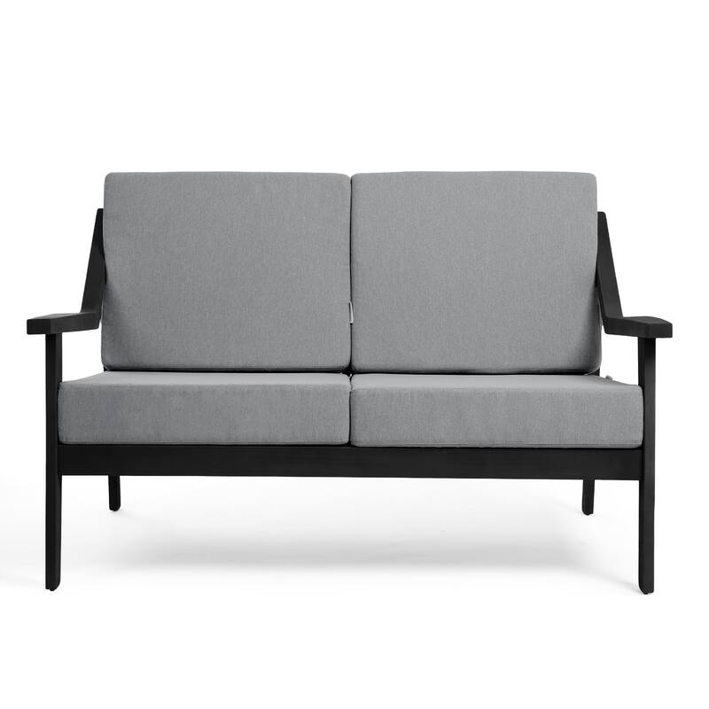 Outdoor Wood Teak Patio 2 Seater Loveseat with Cushion