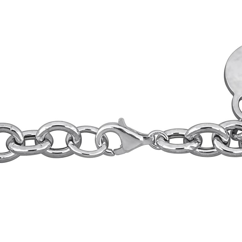 Miadora 8.5mm Heart Charm Link Bracelet in Sterling Silver - 7.5 in