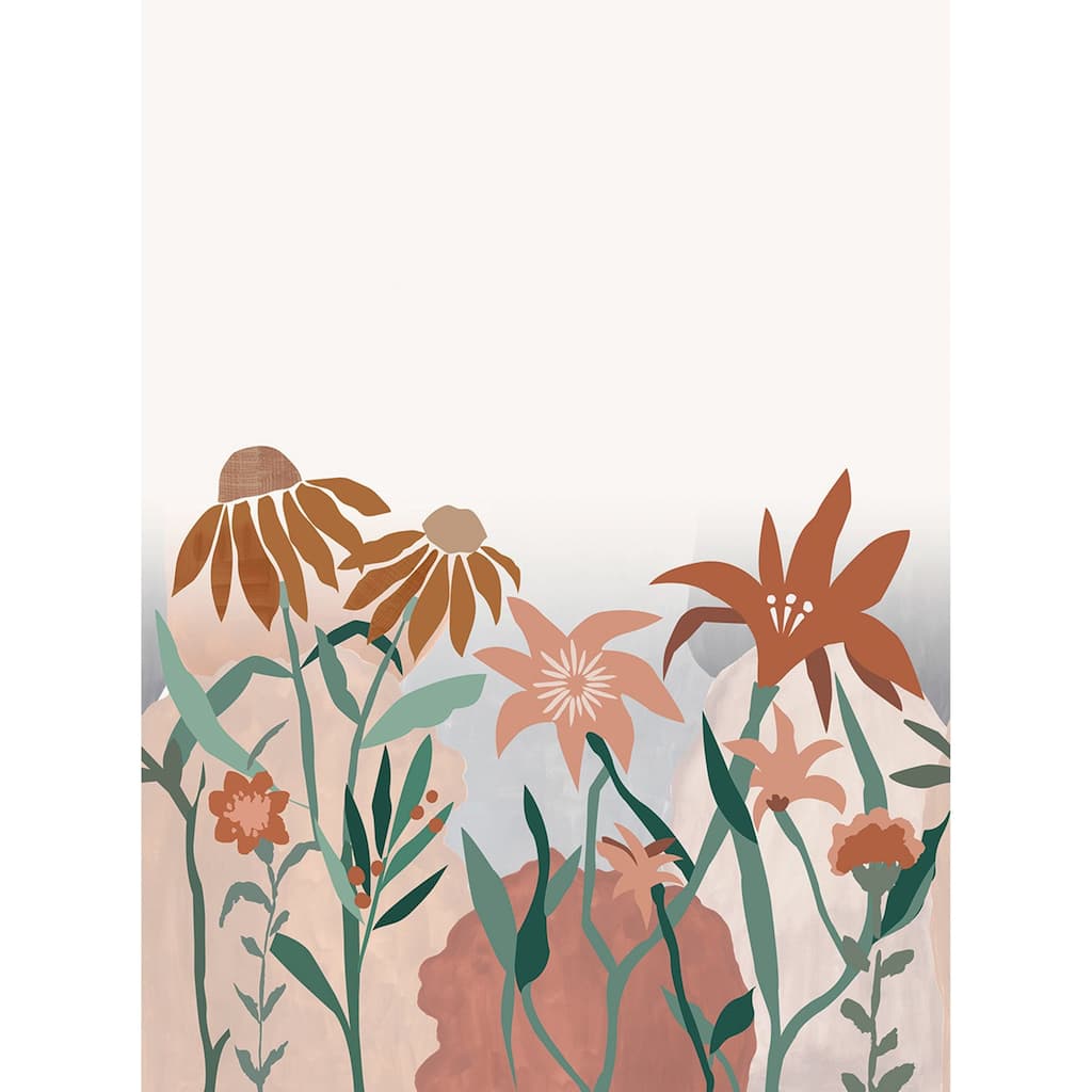 Galerie Wallcoverings Day Dreamers Collection Multi-colored Flowers 78.7-Inches Wide x 9.3-Feet High 4-Panel Wall Mural