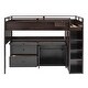 preview thumbnail 3 of 7, Espresso Twin Size Pine Wood Loft Bed with Rolling Cabinet and Desk, Storage Stairs, Full-Length Guardrail