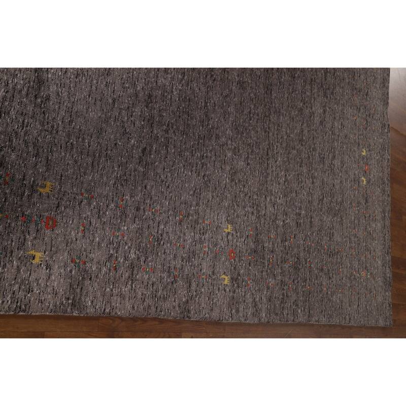 Striped Gabbeh Oriental Area Rug Hand-Knotted Wool Carpet - 7'10" x 9'9"