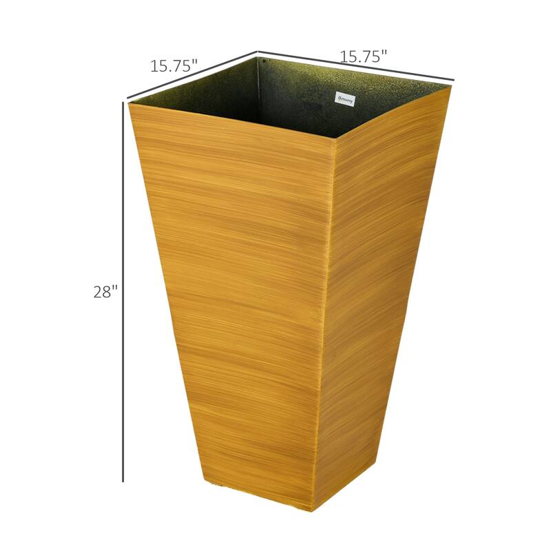 Indoor-Outdoor Planter Set Self-Draining Wood Look for Large Plants