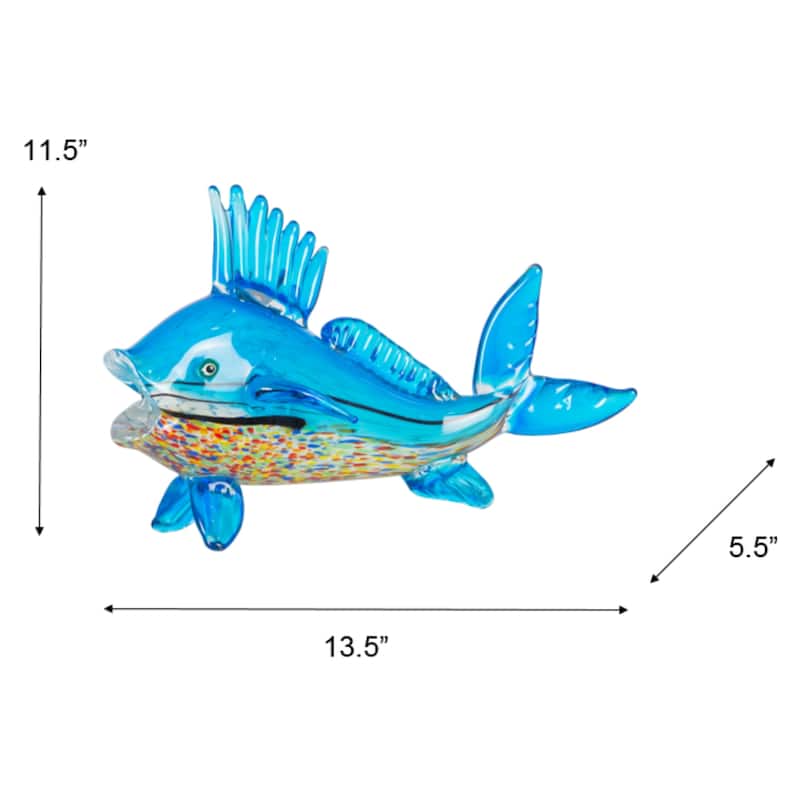 11.5 IN Tall Coronado Handcrafted Art Glass Fish Figurine