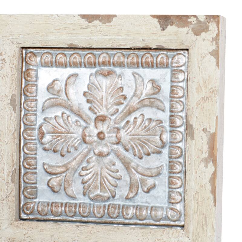 White Metal Scroll Home Wall Decor with Embossed Details
