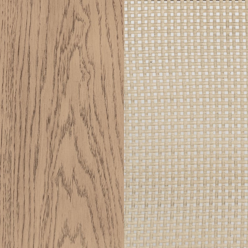 Kailani 4-Door Cane Dining Vitrine Display Cabinet Beige Oak - N/A