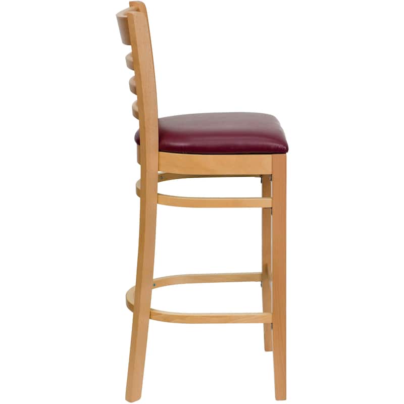 Ladder Back Wooden Restaurant Barstool - 16.75"W x 19"D x 43.75"H