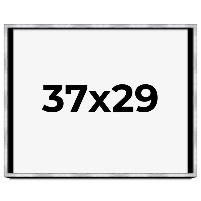 37x29 Shadow Box Frame Silver | 1.375 Inches Deep Real Wood
