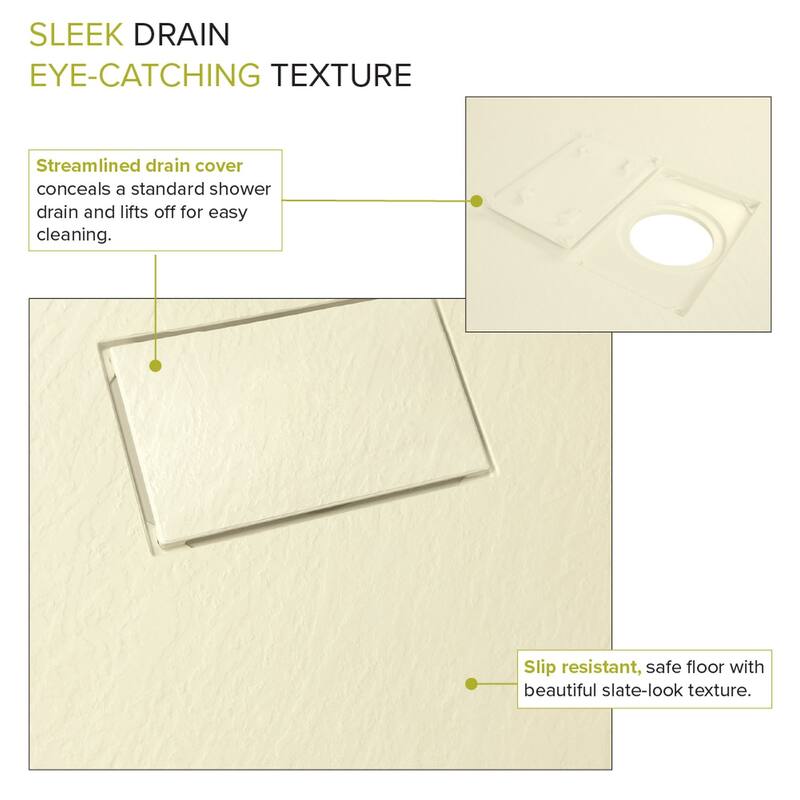 Transolid Low Threshold 34-in L x 48-in W Shower Base with Center Drain - 34-in L x 48-in W - 34-in L x 48-in W