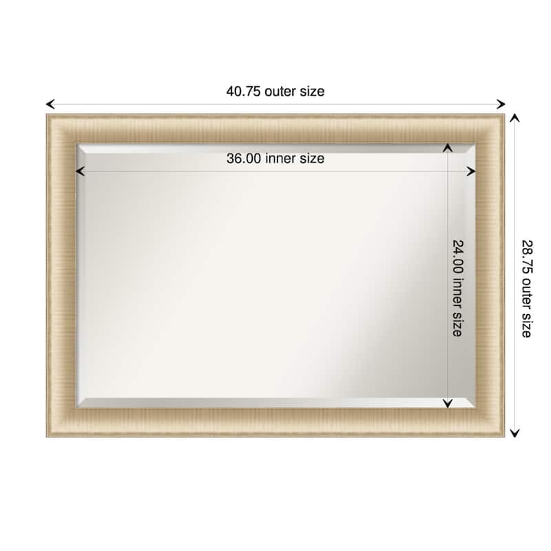 Beveled Wall Mirror - Elegant Brushed Bronze Frame - 40.75 x 28.75-inch - Elegant Brushed Honey
