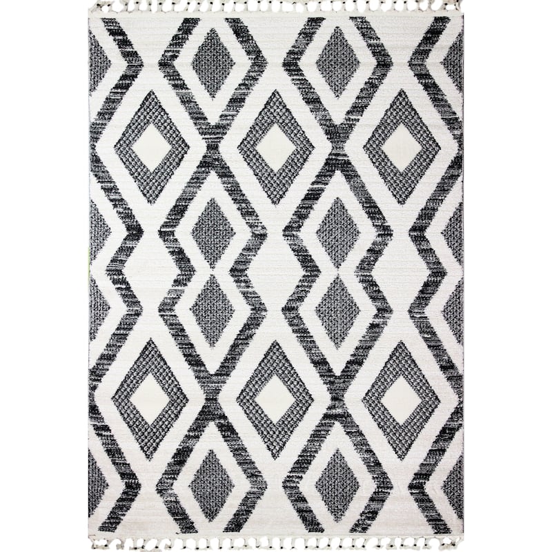 Bashian Korbin Ivory/Black Contemporary Area Rug