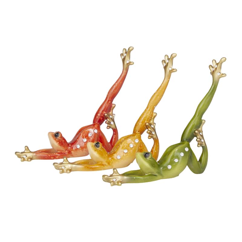 Polystone Frog Decorative Sculpture - Set of 3 Multi Colored - Roche River Decor