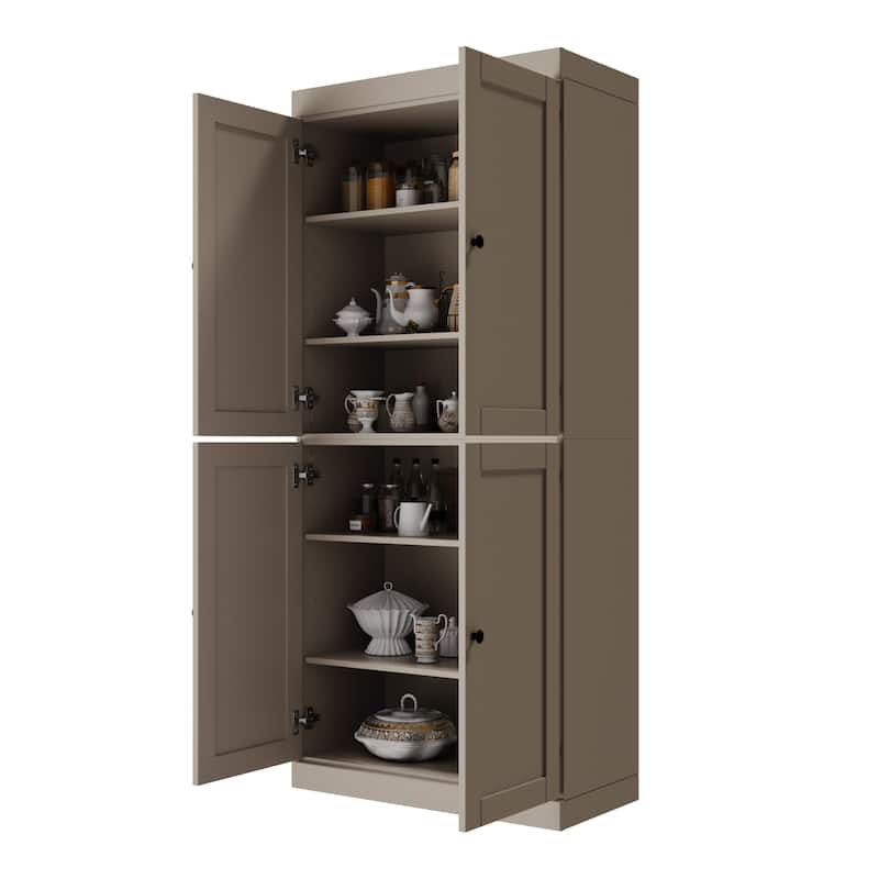 Palace Imports 100% Solid Wood 32" Pantry Cabinet with Shaker Doors and Adjustable Shelves