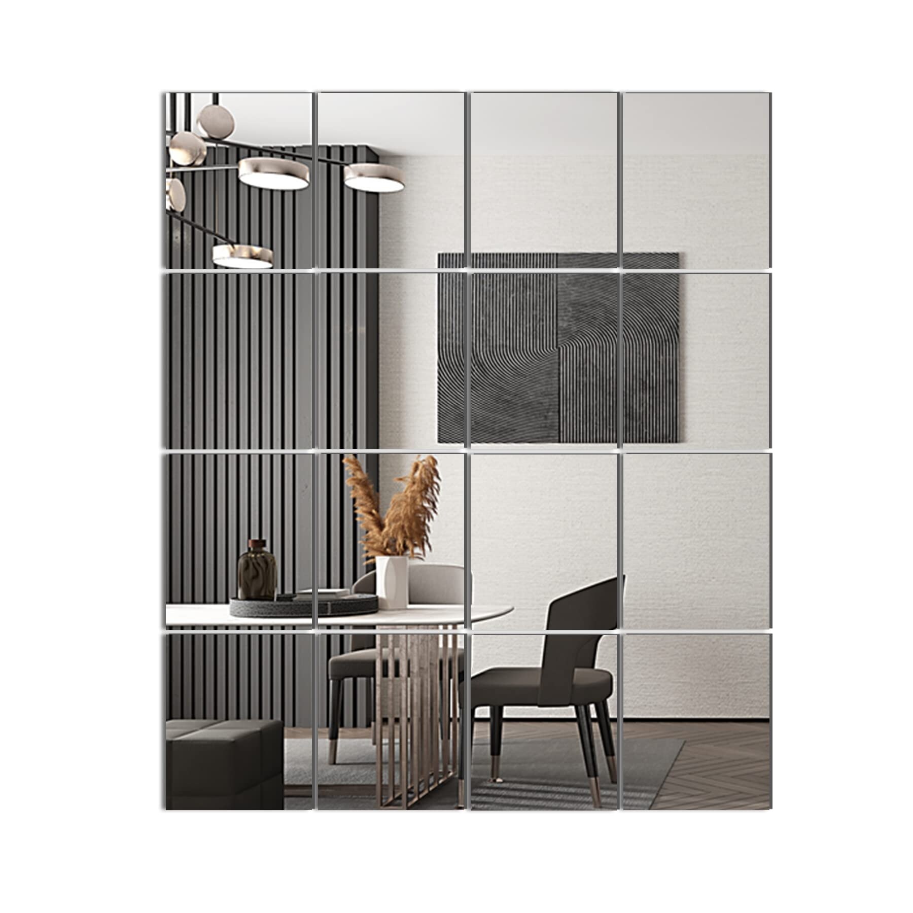 Home Mirror Tiles 14 x 12 Glass Frameless 16 PCS Large
