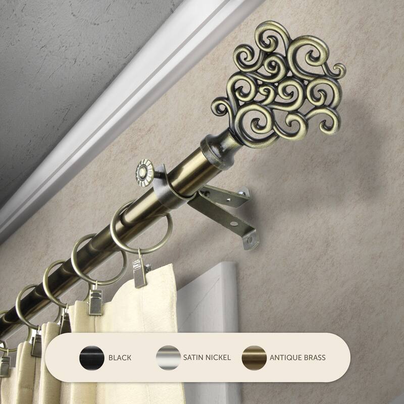 InStyleDesign Flood Adjustable Curtain Rod 13/16 inch dia. - 28 to 48 inches - Antique Brass
