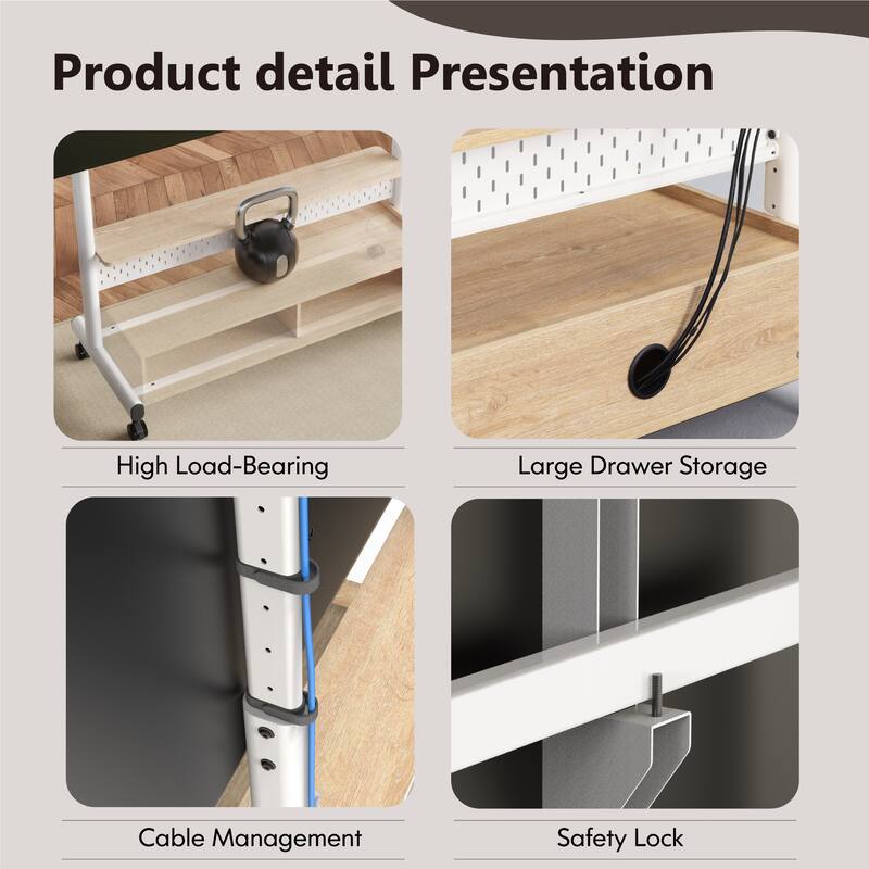 FITUEYES Rolling Floor TV Stand Mount for 70-100 Inch TVs ,with Two Wooden Large Storage