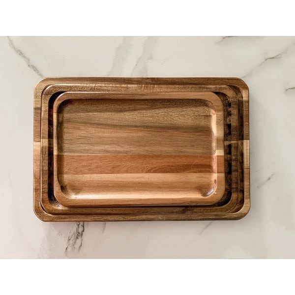 Wood Serving Tray with Handles - 17 Inch Premium Rustic Tray for