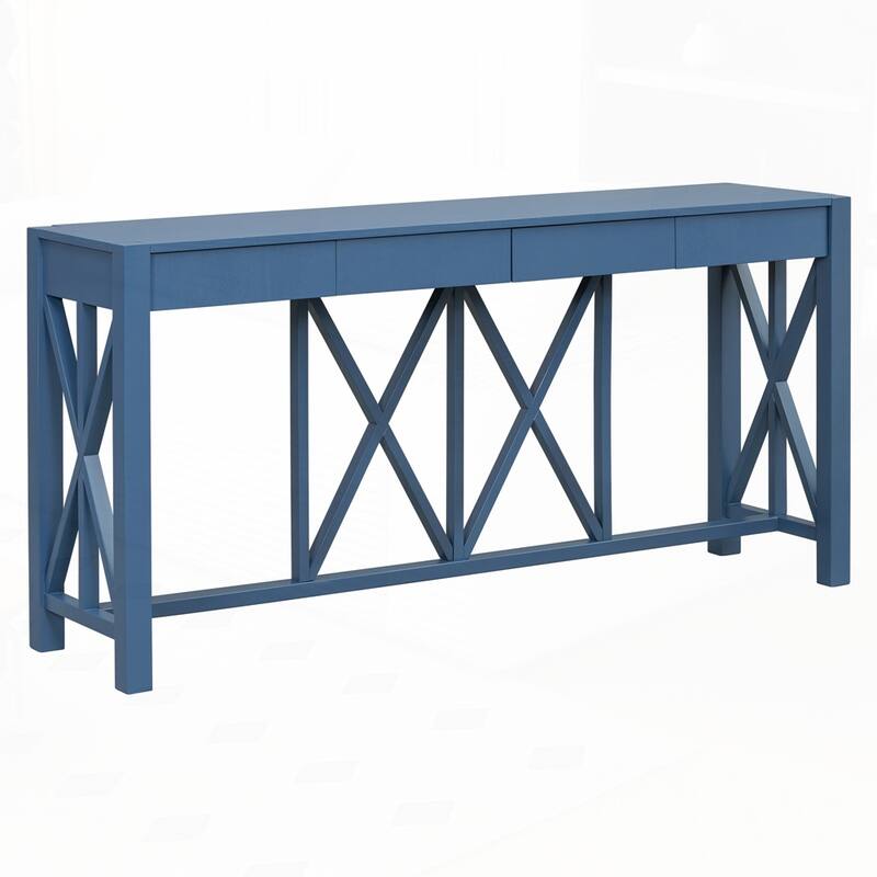 Crisscross Design Entryway Table with Open Bottom Storage