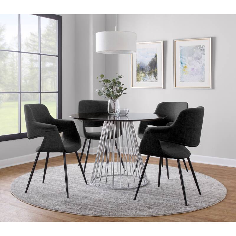 Silver Orchid Fauske Upholstered Chair with Metal Legs - Set of 2