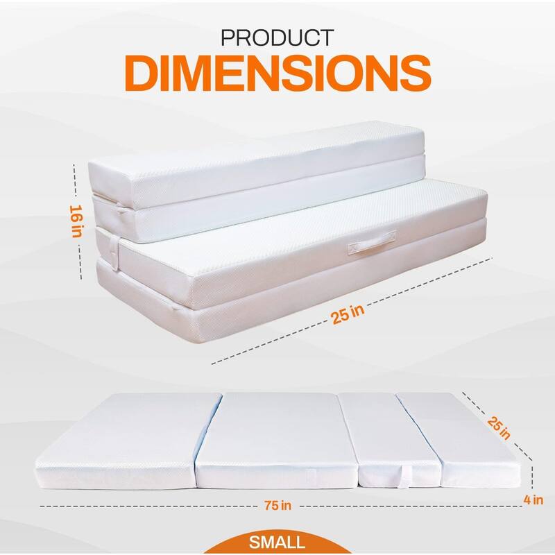 Cheer Collection 4" Folding Sofa Bed with 1" Gel Infused Memory Foam