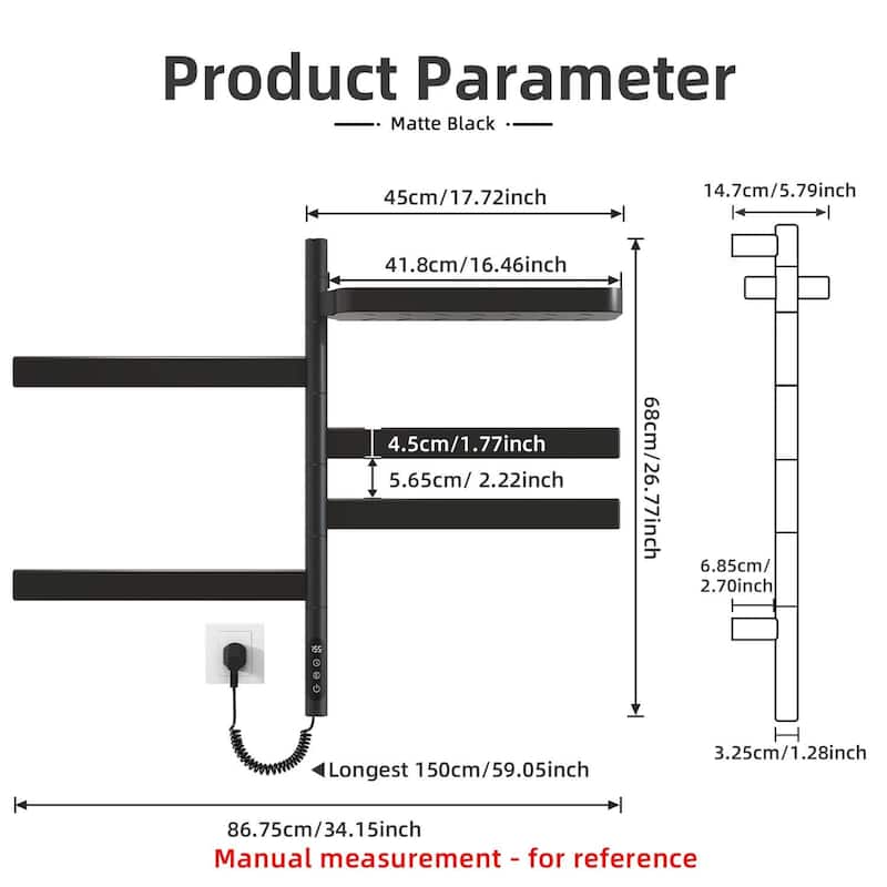 Wall-Mounted Electric Towel Dryer with Swivel Bars