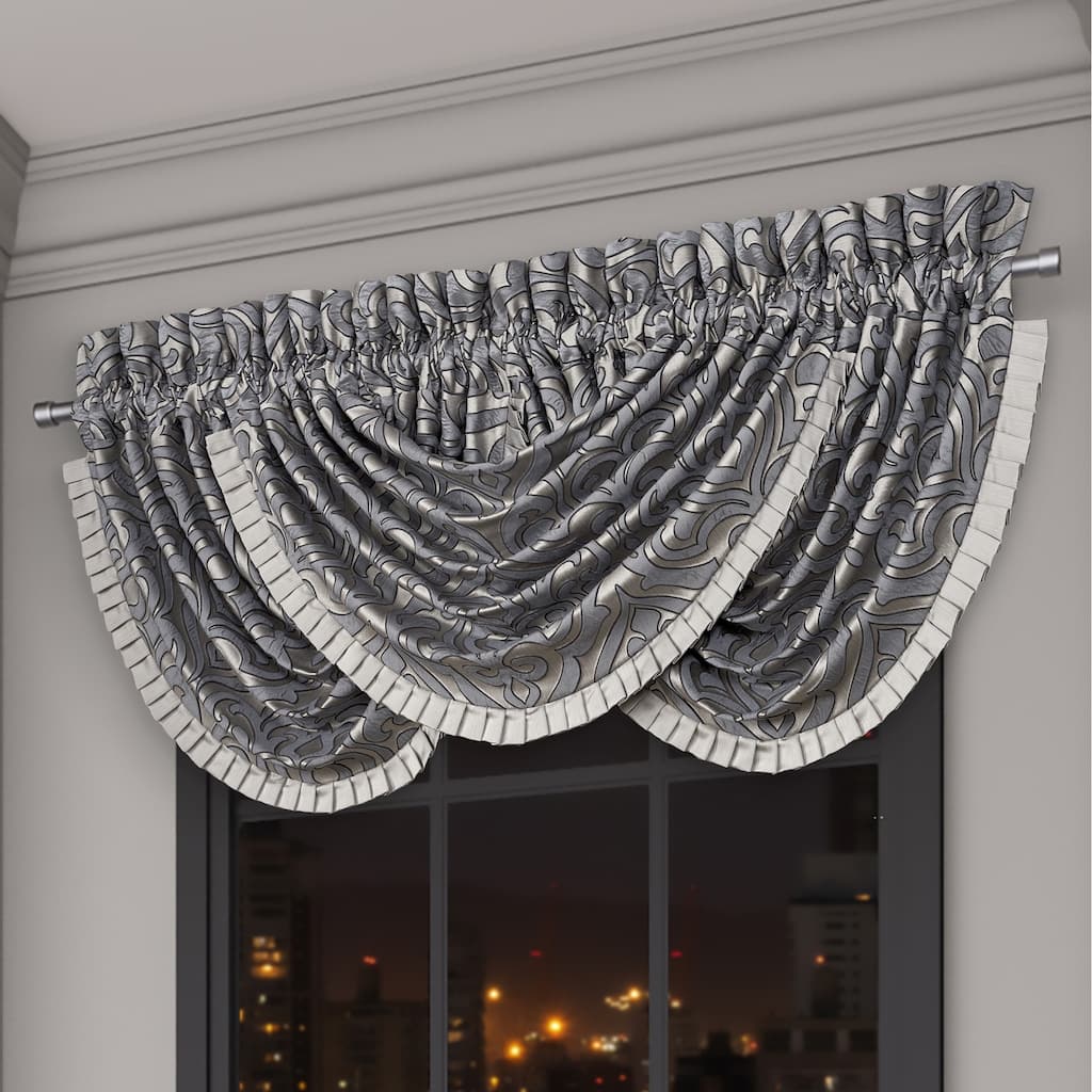 J. Queen New York Bolero Pewter Window Waterfall Valance
