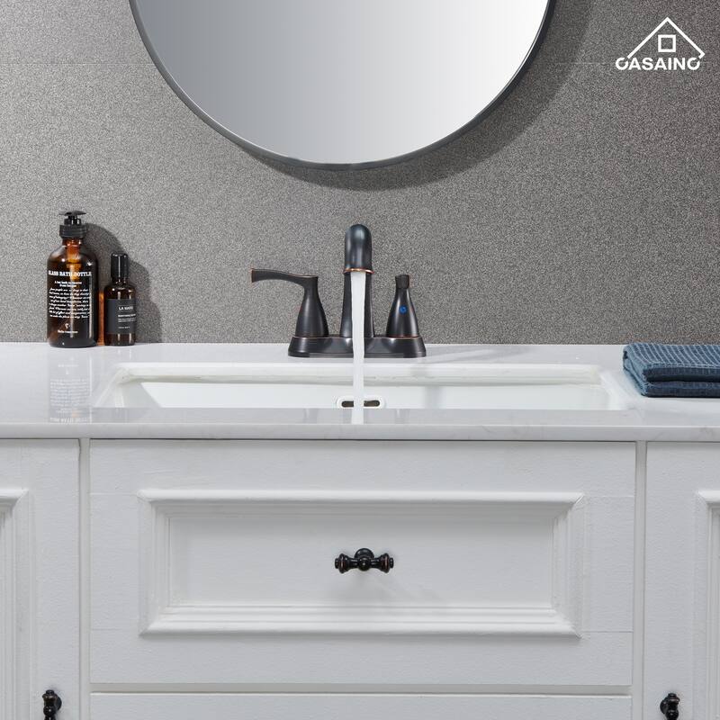 4 in. Centerset Double Handle Bathroom Faucet with Drain Kit Included